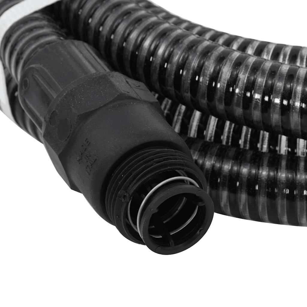 Tubo di Aspirazione con Raccordi in Ottone Nero 1" 7 m in PVC