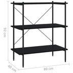 Scaffale con 3 Mensole Nero 80x40x92 cm