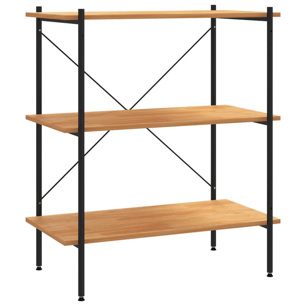 Scaffale a 3 ripiani nero e rovere 80x40x92 cm