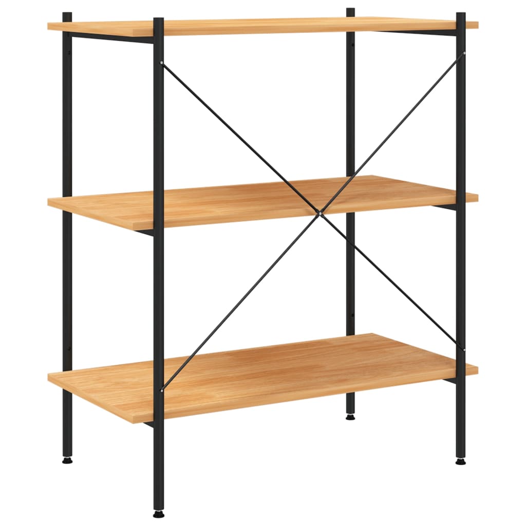 Scaffale a 3 ripiani nero e rovere 80x40x92 cm