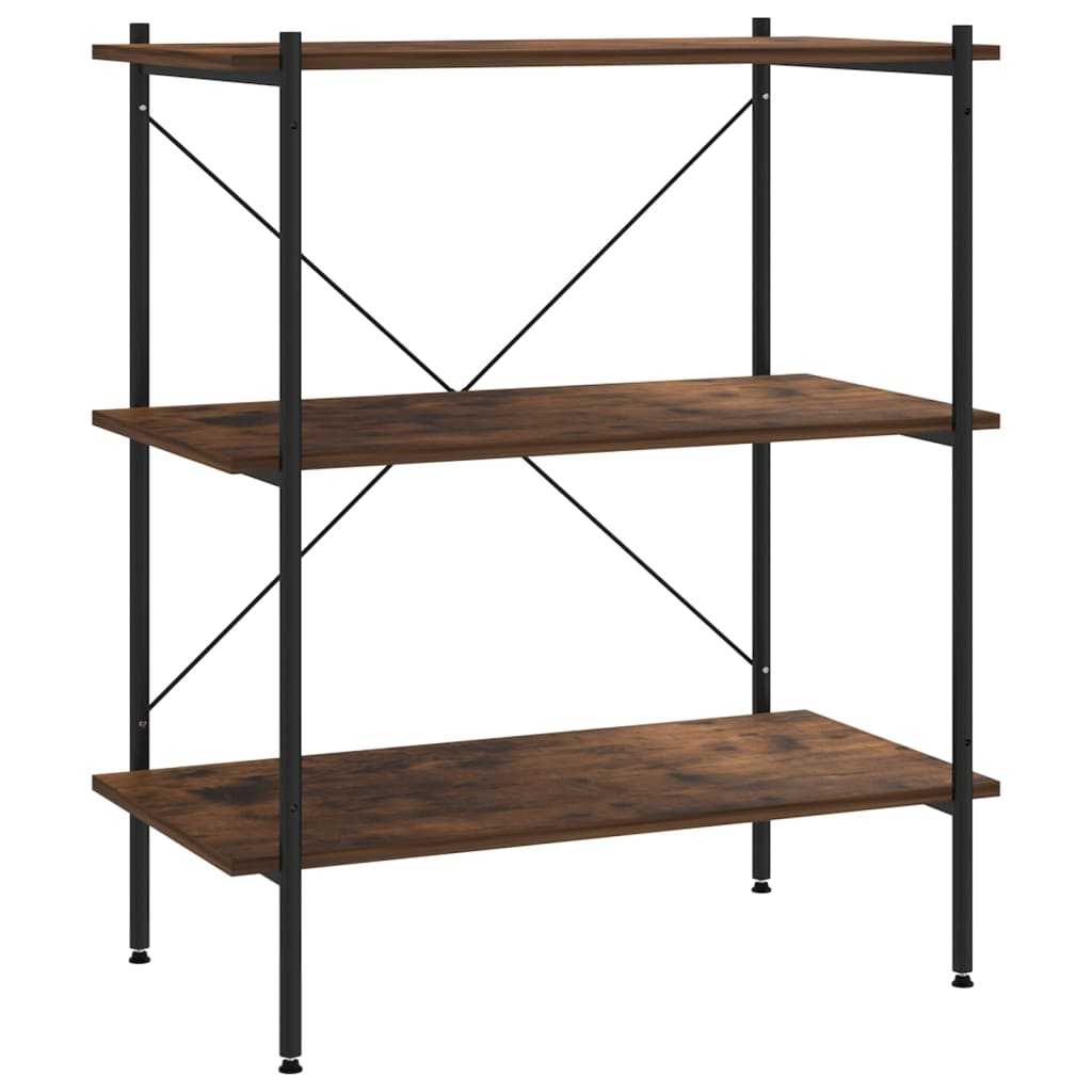 Scaffale con 3 Mensole Nero e Naturale 80x40x92 cm
