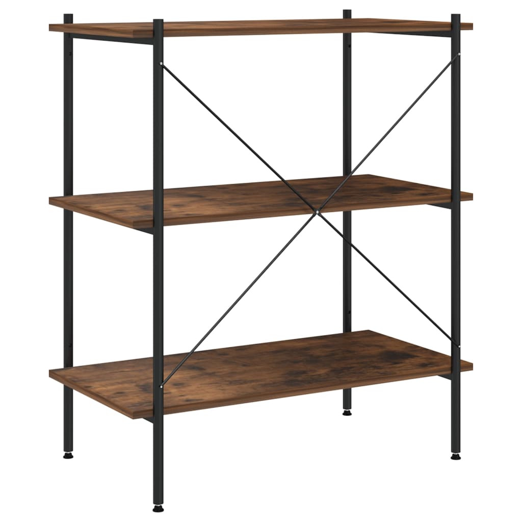 Scaffale con 3 Mensole Nero e Naturale 80x40x92 cm
