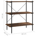 Scaffale con 3 Mensole Nero e Naturale 80x40x92 cm