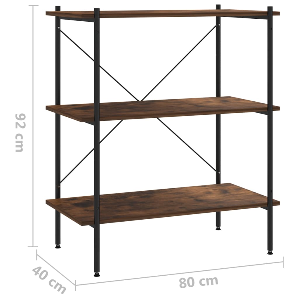 Scaffale con 3 Mensole Nero e Naturale 80x40x92 cm