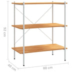 Scaffale con 3 Mensole Bianco e Rovere 80x40x92 cm