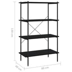 Scaffale con 4 Mensole Nero 80x40x130 cm