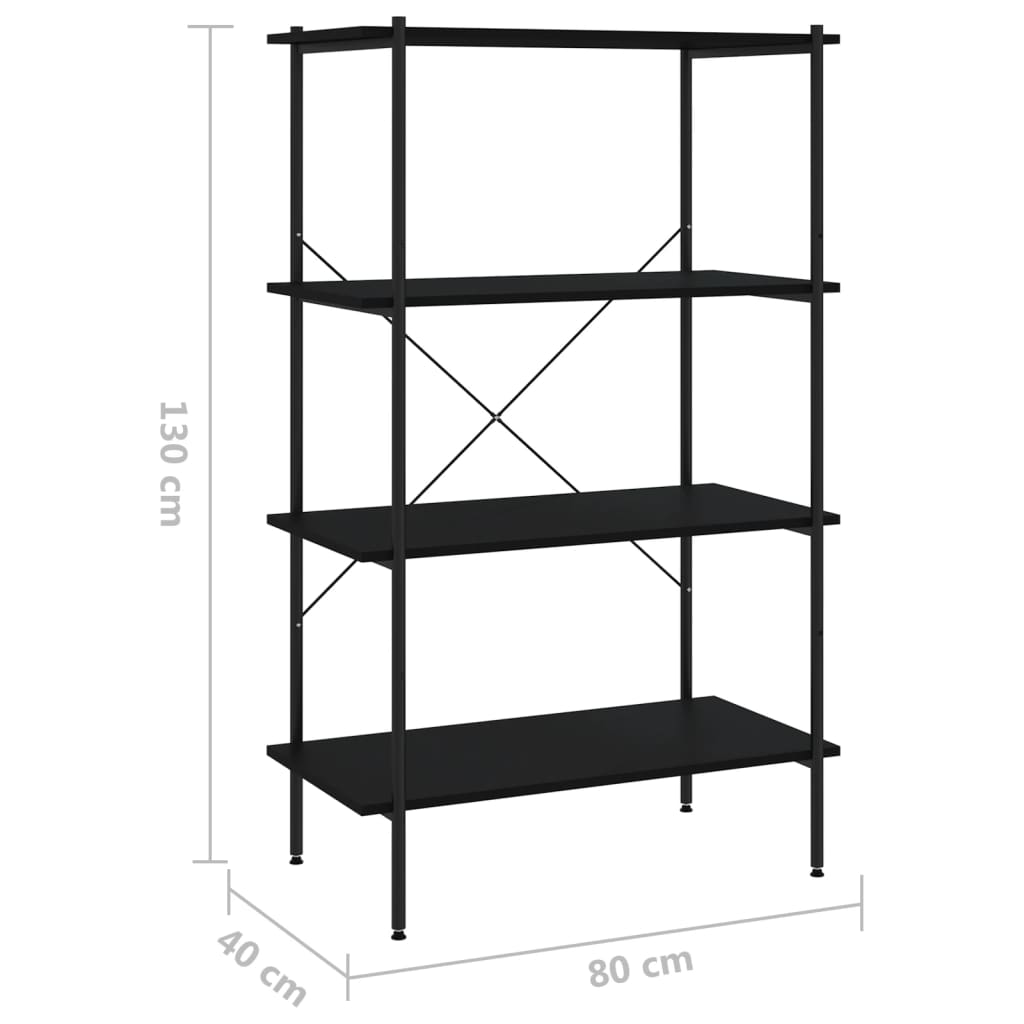 Scaffale con 4 Mensole Nero 80x40x130 cm