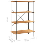 Scaffale con 4 Mensole Nero e Rovere 80x40x130 cm