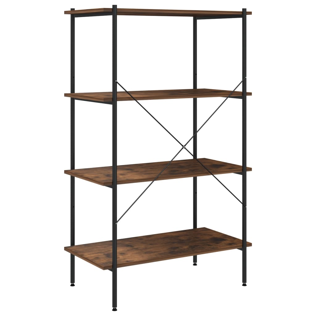 Scaffale con 4 Mensole Nero e Naturale 80x40x130 cm
