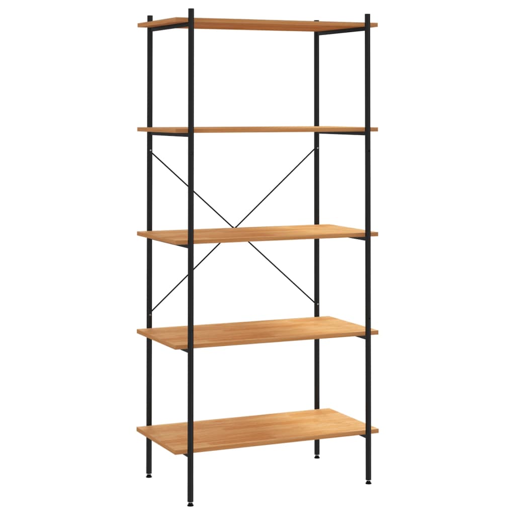 Scaffale con 5 Mensole Nero e Rovere 80x40x163 cm