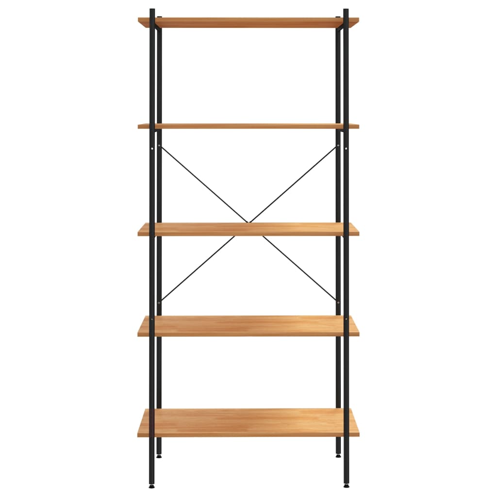 Scaffale con 5 Mensole Nero e Rovere 80x40x163 cm