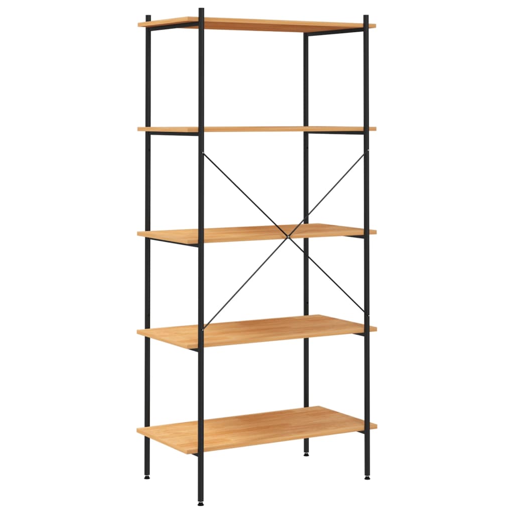 Scaffale con 5 Mensole Nero e Rovere 80x40x163 cm