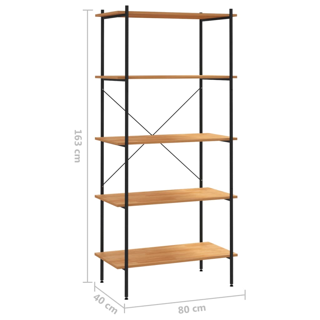 Scaffale con 5 Mensole Nero e Rovere 80x40x163 cm