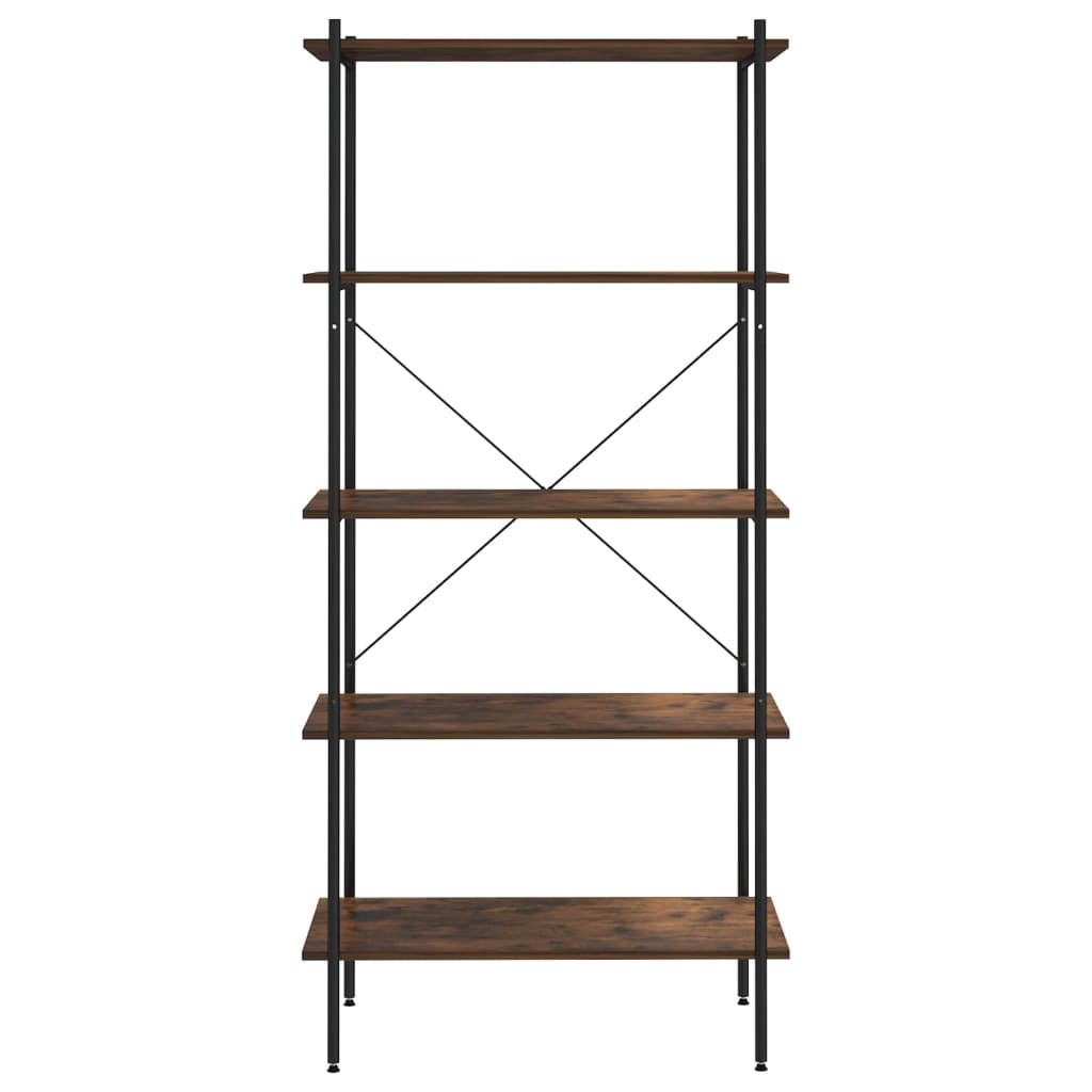 Scaffale con 5 Mensole Nero e Naturale 80x40x163 cm