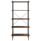 Scaffale con 5 Mensole Nero e Naturale 80x40x163 cm