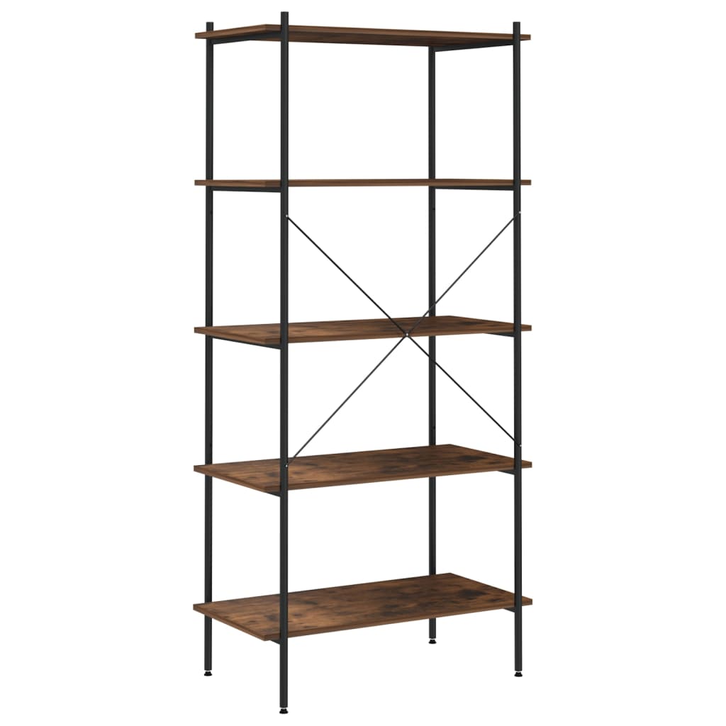 Scaffale con 5 Mensole Nero e Naturale 80x40x163 cm