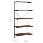 Scaffale con 5 Mensole Nero e Naturale 80x40x163 cm