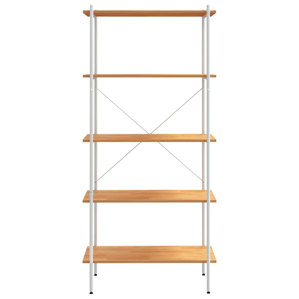Scaffale con 5 Mensole Bianco e Rovere 80x40x163 cm