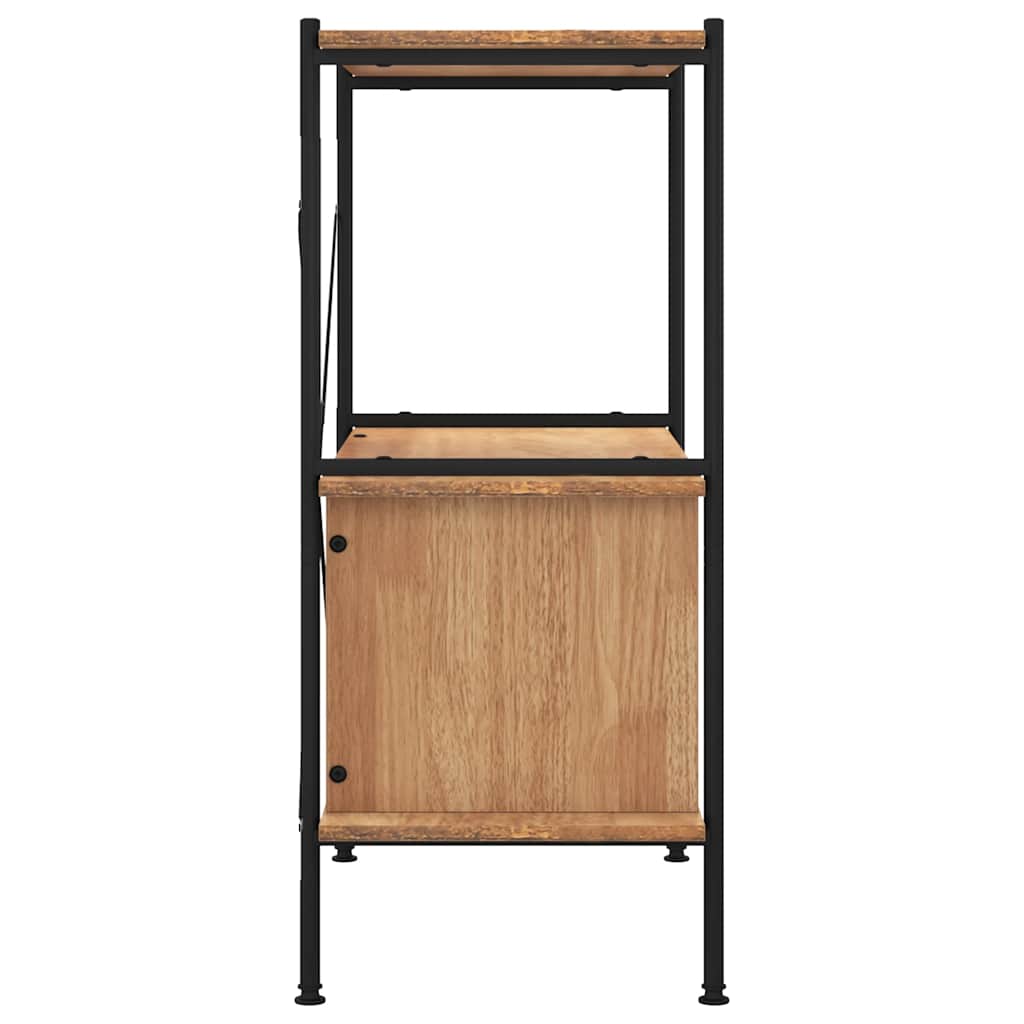 Scaffalatura 3 Livelli con Mobiletto 80x40x92cm Acciaio e Legno