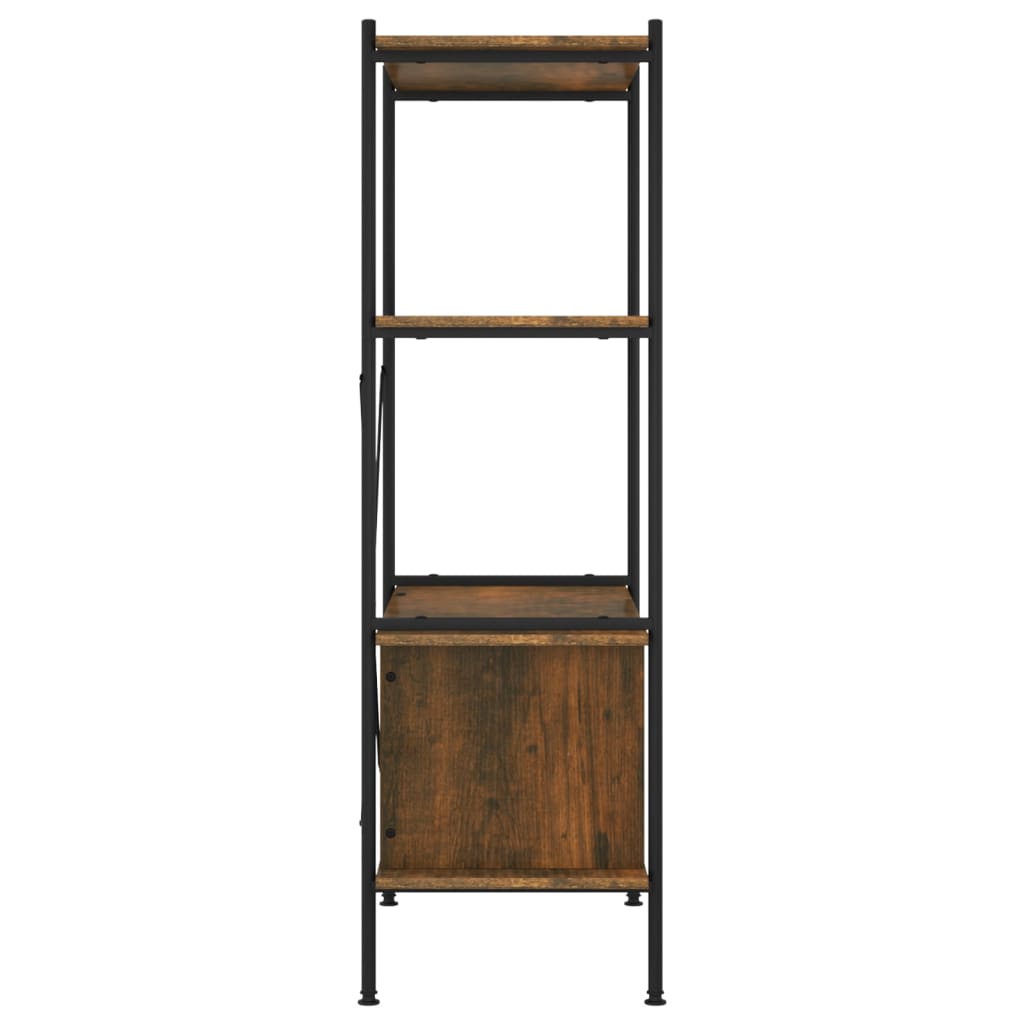 Scaffalatura 4 Livelli con Mobile 80x40x130 cm Acciaio e Legno