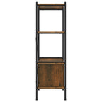 Scaffalatura 4 Livelli con Mobile 80x40x130 cm Acciaio e Legno