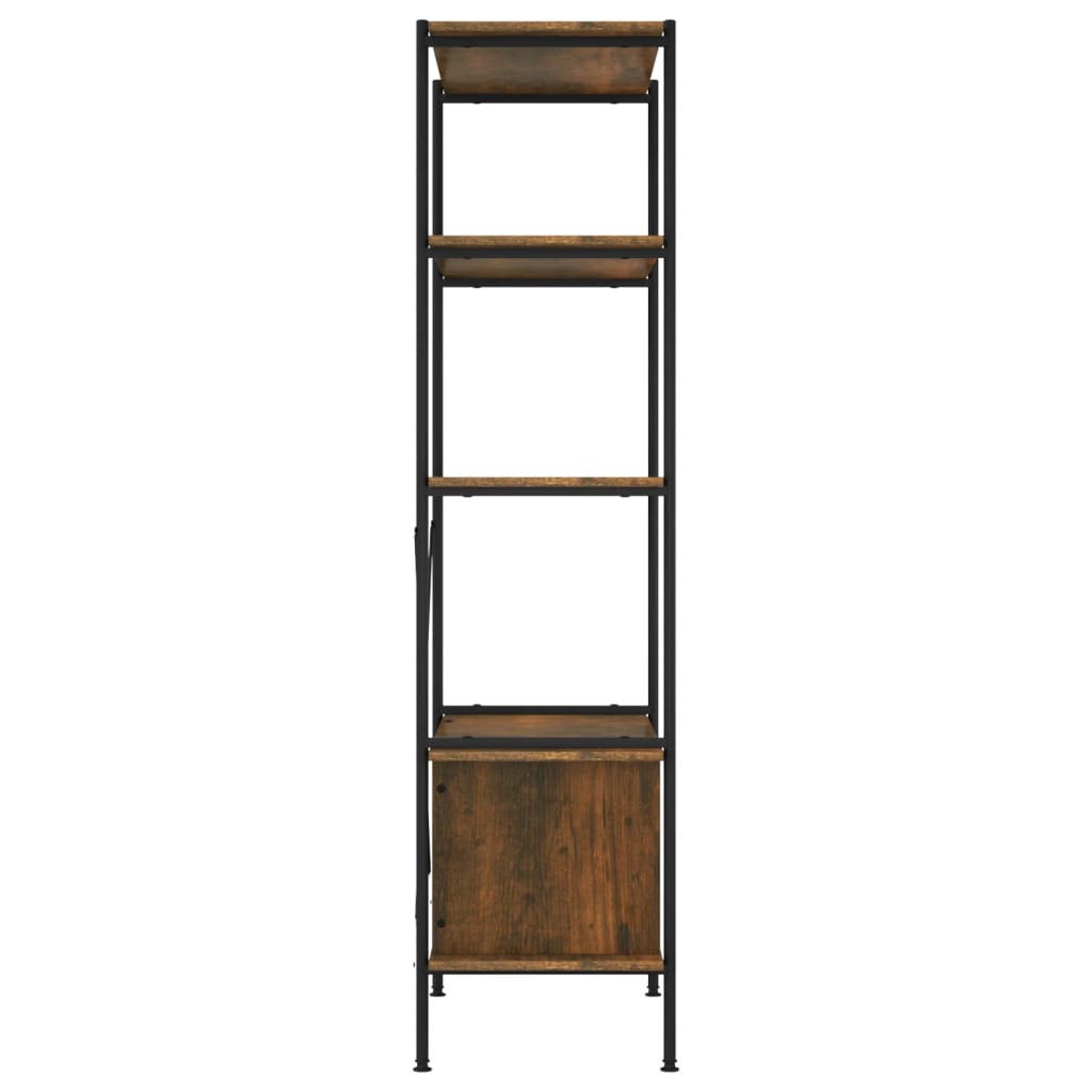 Scaffalatura 5 Livelli con Mobile 80x40x163 cm Acciaio e Legno