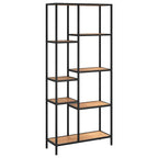 Scaffale per Libri 80x30x180 cm Acciaio e Legno Multistrato