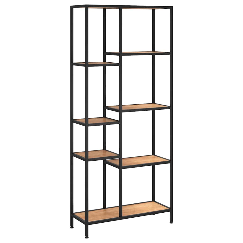 Scaffale per Libri 80x30x180 cm Acciaio e Legno Multistrato