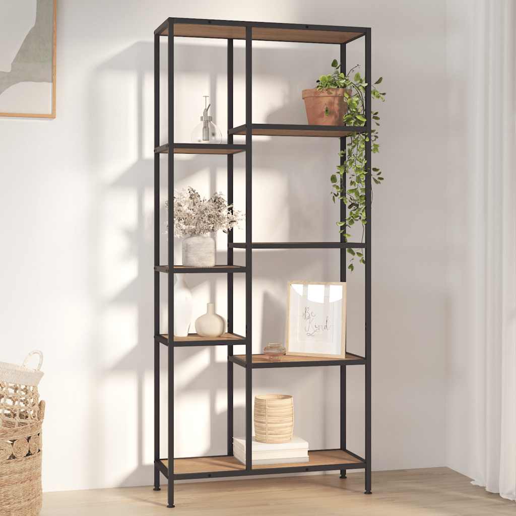 Scaffale per Libri 80x30x180 cm Acciaio e Legno Multistrato