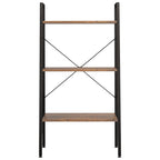 Scaffale Autoportante 3 Ripiani Marrone Scuro Nero 56x35x108 cm