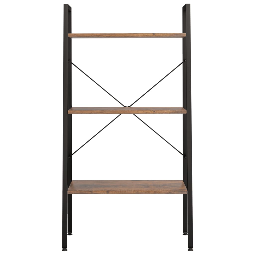 Scaffale Autoportante 3 Ripiani Marrone Scuro Nero 56x35x108 cm