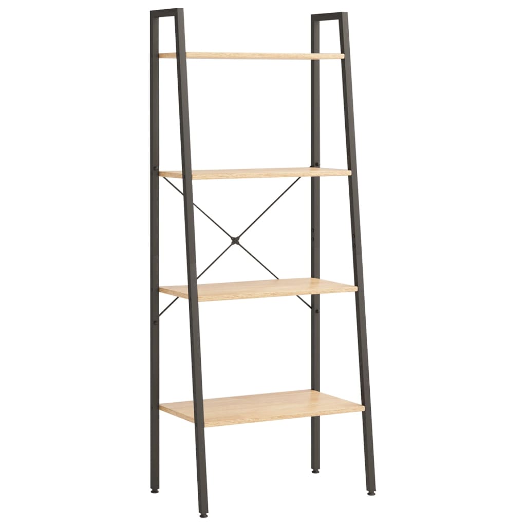 Scaffale Autoportante 4 Ripiani Marrone Chiaro Nero 56x35x140cm