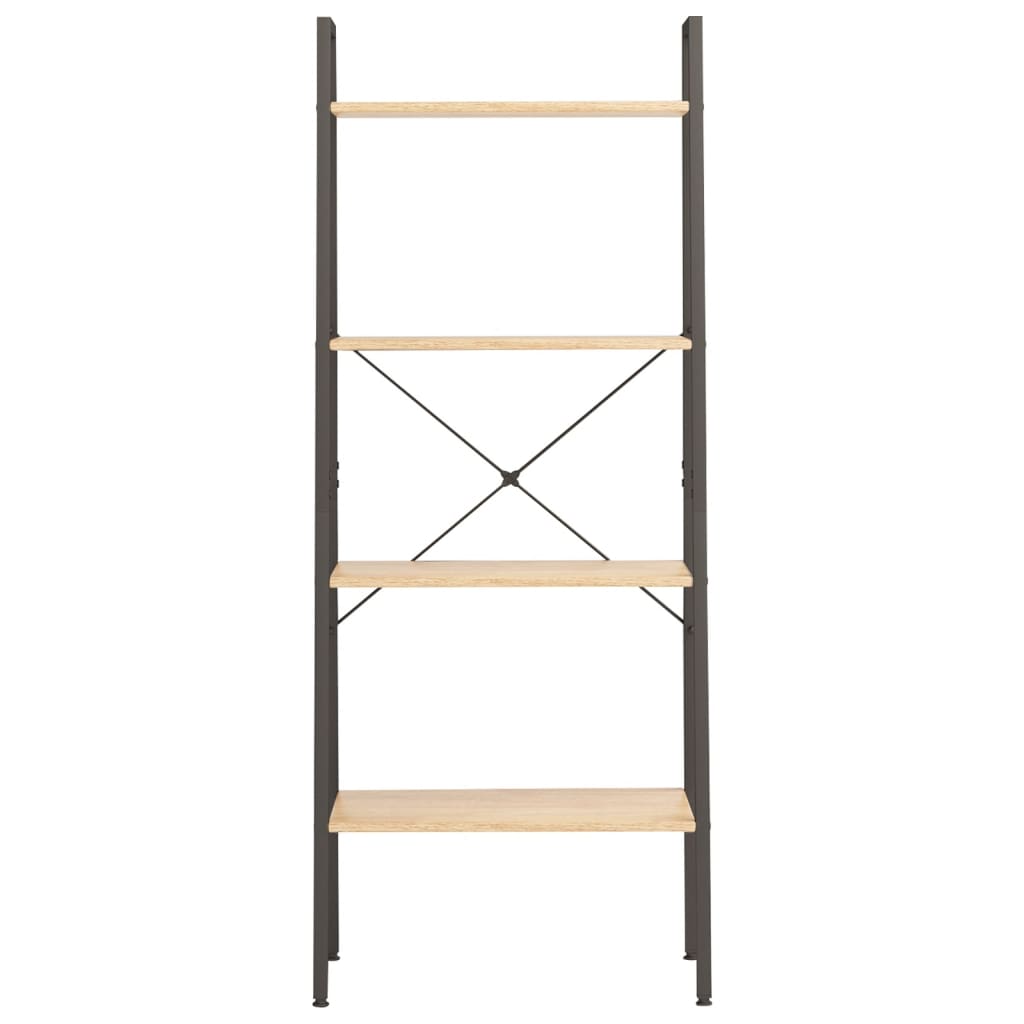 Scaffale Autoportante 4 Ripiani Marrone Chiaro Nero 56x35x140cm