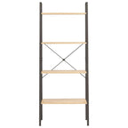 Scaffale Autoportante 4 Ripiani Marrone Chiaro Nero 56x35x140cm
