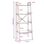 Scaffale Autoportante 4 Ripiani Marrone Chiaro Nero 56x35x140cm
