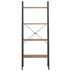 Scaffale Autoportante 4 Ripiani Marrone Scuro Nero 56x35x140 cm