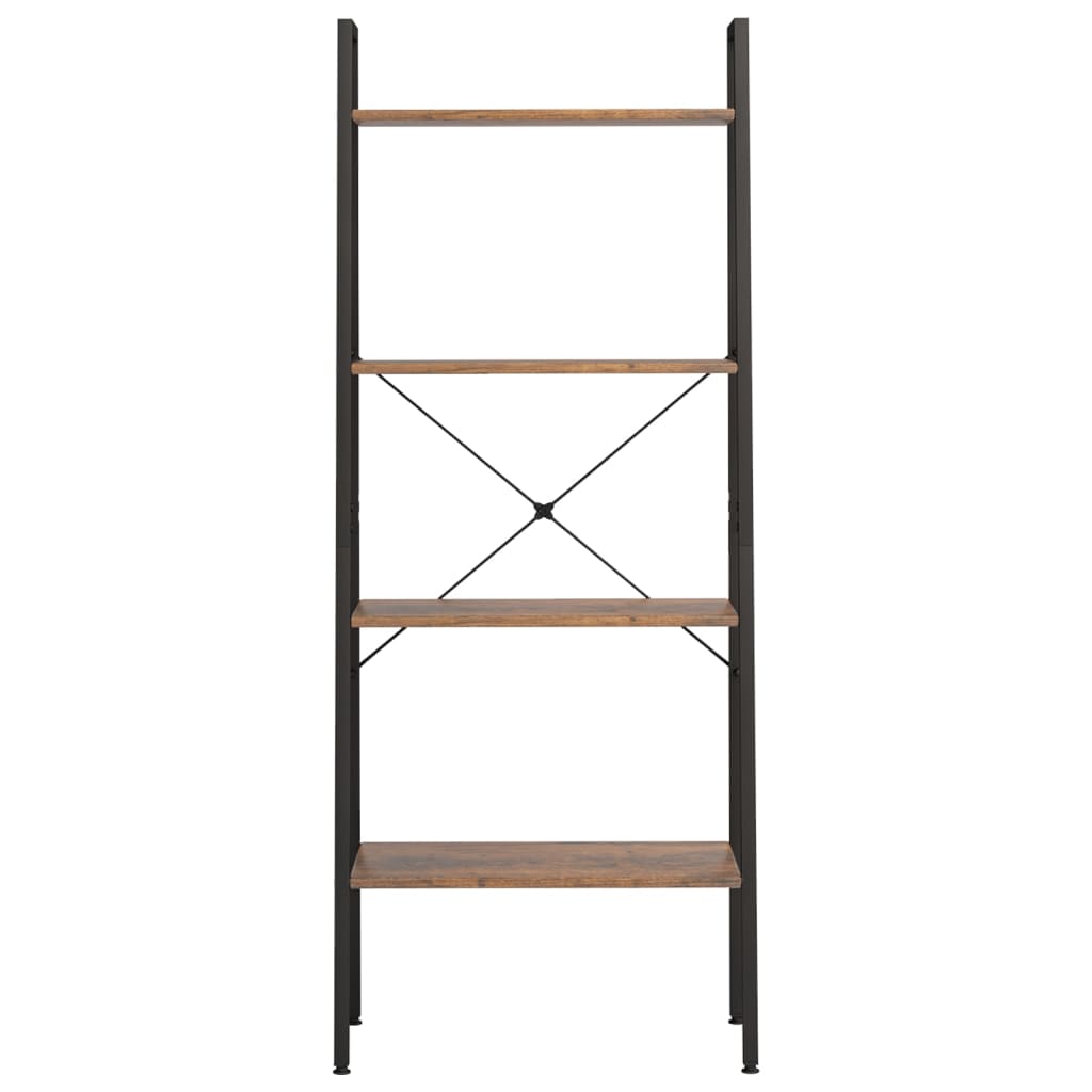 Scaffale Autoportante 4 Ripiani Marrone Scuro Nero 56x35x140 cm
