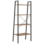 Scaffale Autoportante 4 Ripiani Marrone Scuro Nero 56x35x140 cm
