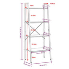 Scaffale Autoportante 4 Ripiani Marrone Scuro Nero 56x35x140 cm