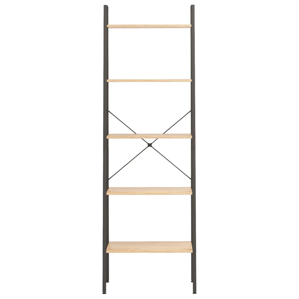 Scaffale Autoportante 5 Ripiani Marrone Chiaro Nero 56x35x174cm