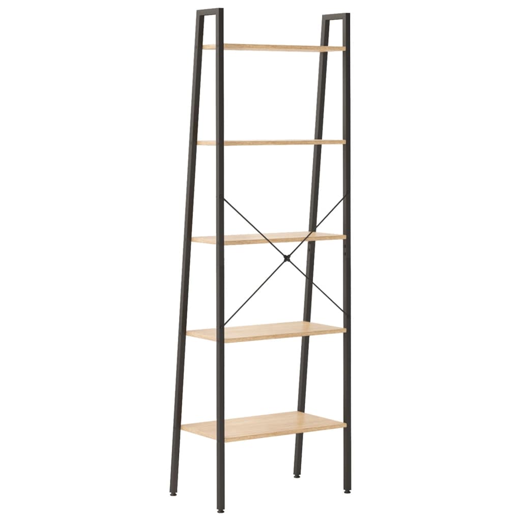 Scaffale Autoportante 5 Ripiani Marrone Chiaro Nero 56x35x174cm