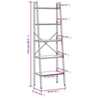 Scaffale Autoportante 5 Ripiani Marrone Chiaro Nero 56x35x174cm