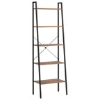 Scaffale Autoportante 5 Ripiani Marrone Scuro Nero 56x35x174 cm