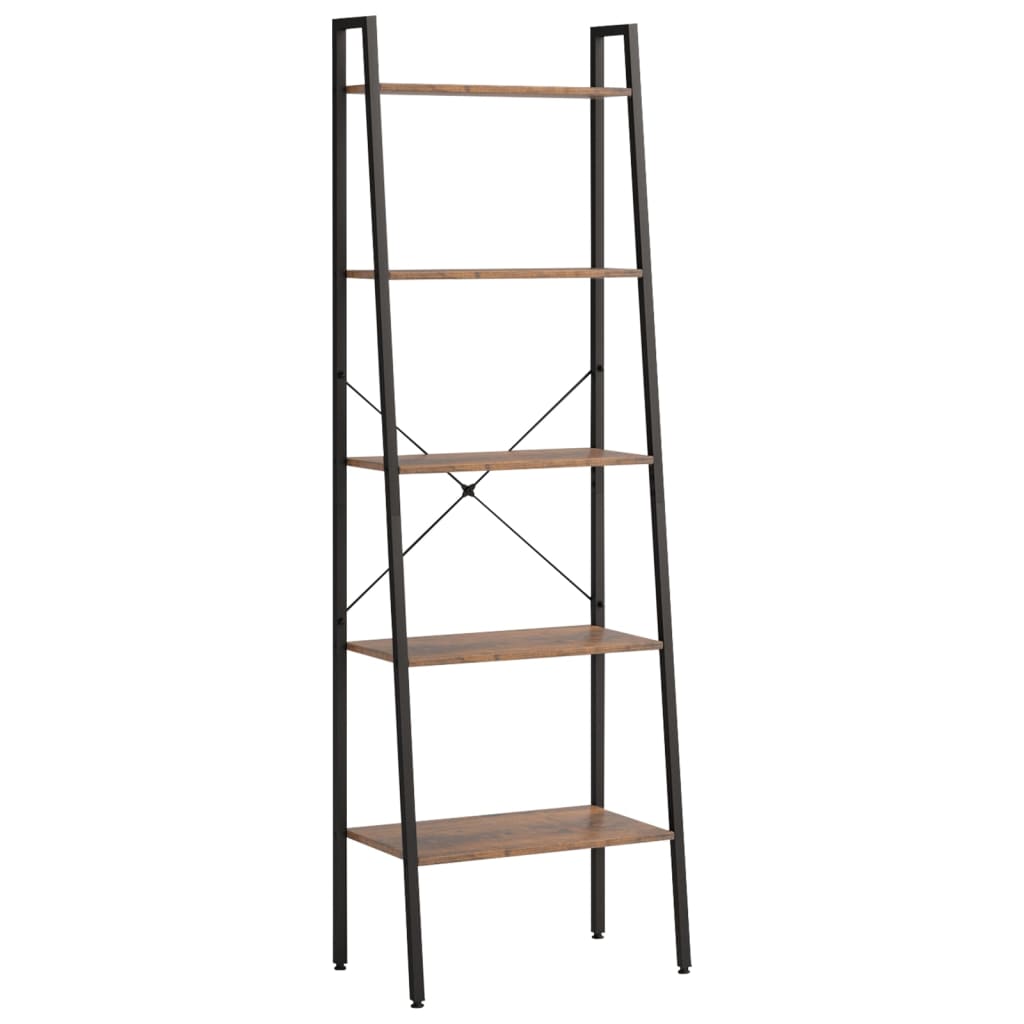 Scaffale Autoportante 5 Ripiani Marrone Scuro Nero 56x35x174 cm