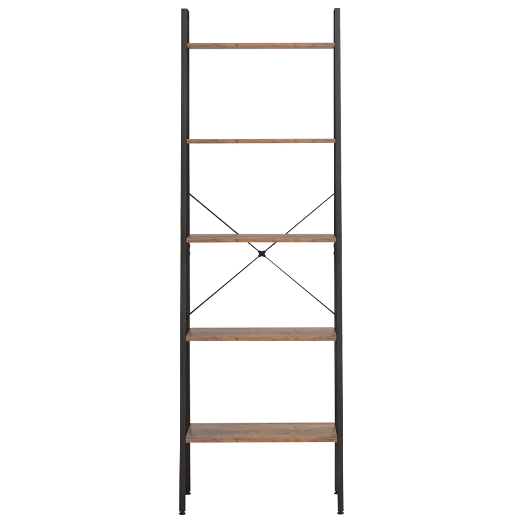 Scaffale Autoportante 5 Ripiani Marrone Scuro Nero 56x35x174 cm