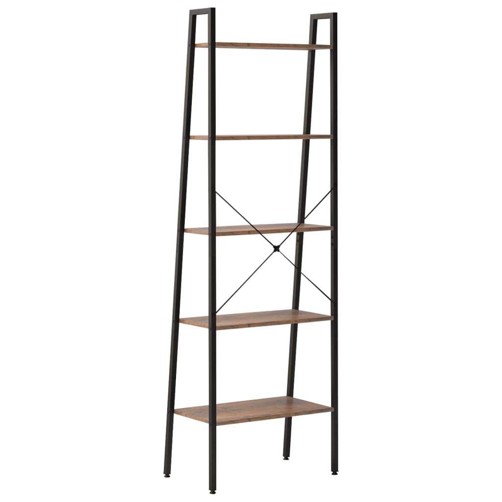 Scaffale Autoportante 5 Ripiani Marrone Scuro Nero 56x35x174 cm