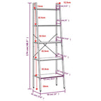 Scaffale Autoportante 5 Ripiani Marrone Scuro Nero 56x35x174 cm
