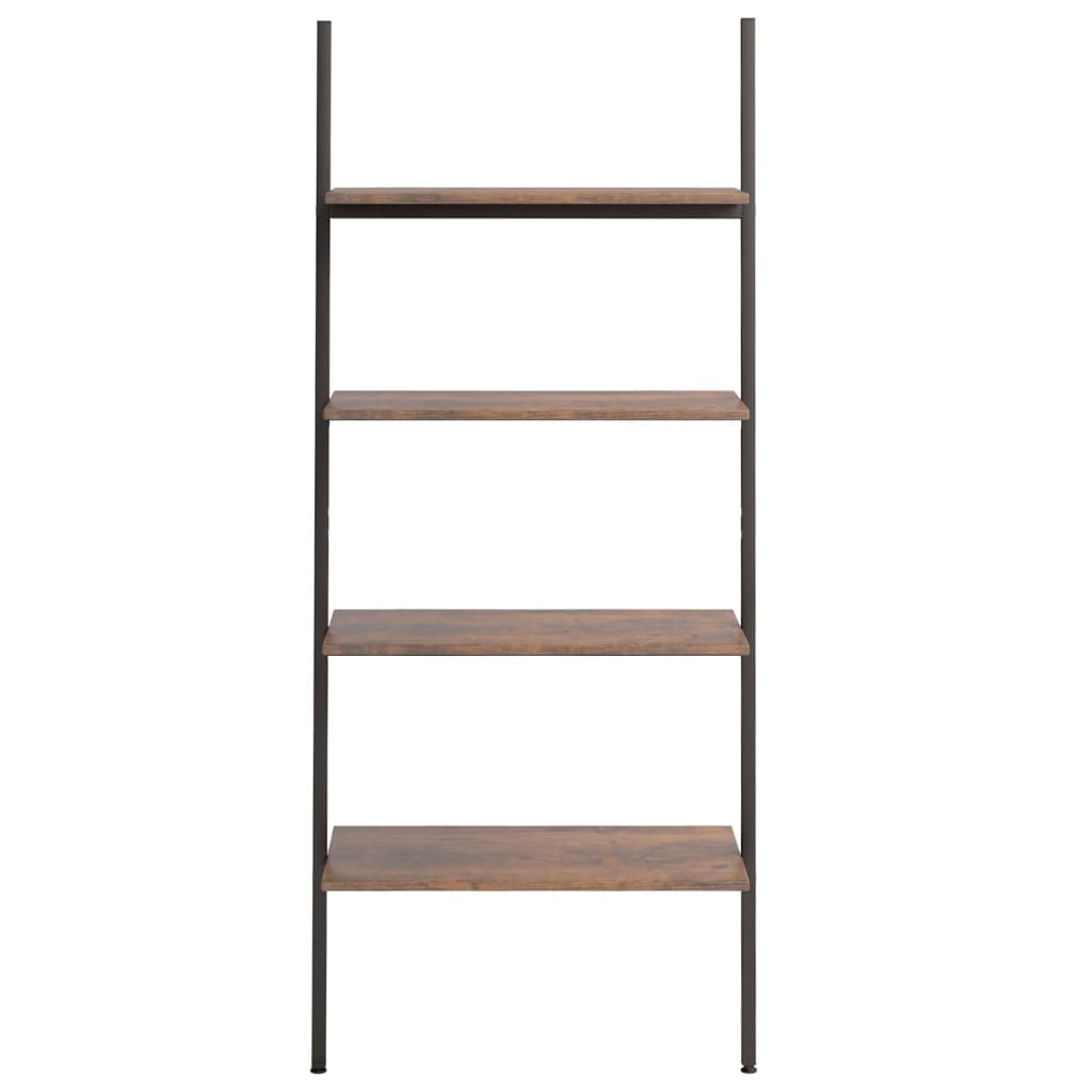 Scaffale Pendente 4 Livelli Marrone Scuro e Nero 64x34x150,5cm