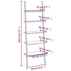 Scaffale Pendente 5 Ripiani Marrone Chiaro e Nero 64x34x185,5cm