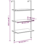 Scaffale Pendente a 3 Livelli Nero 64x35x120,5 cm